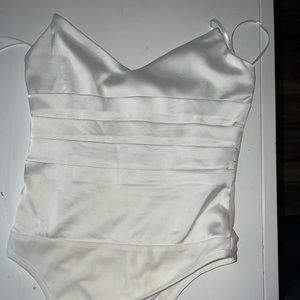 White satin bodysuit